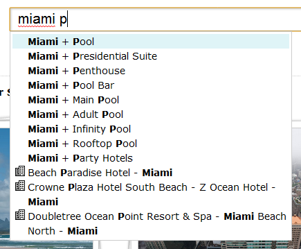 Autocomplete results for "Miami P"