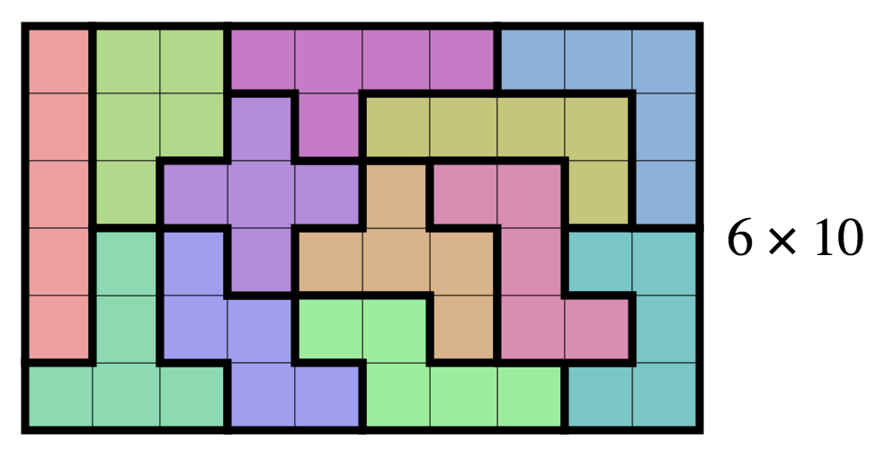 One 6x10 pentomino puzzle solution