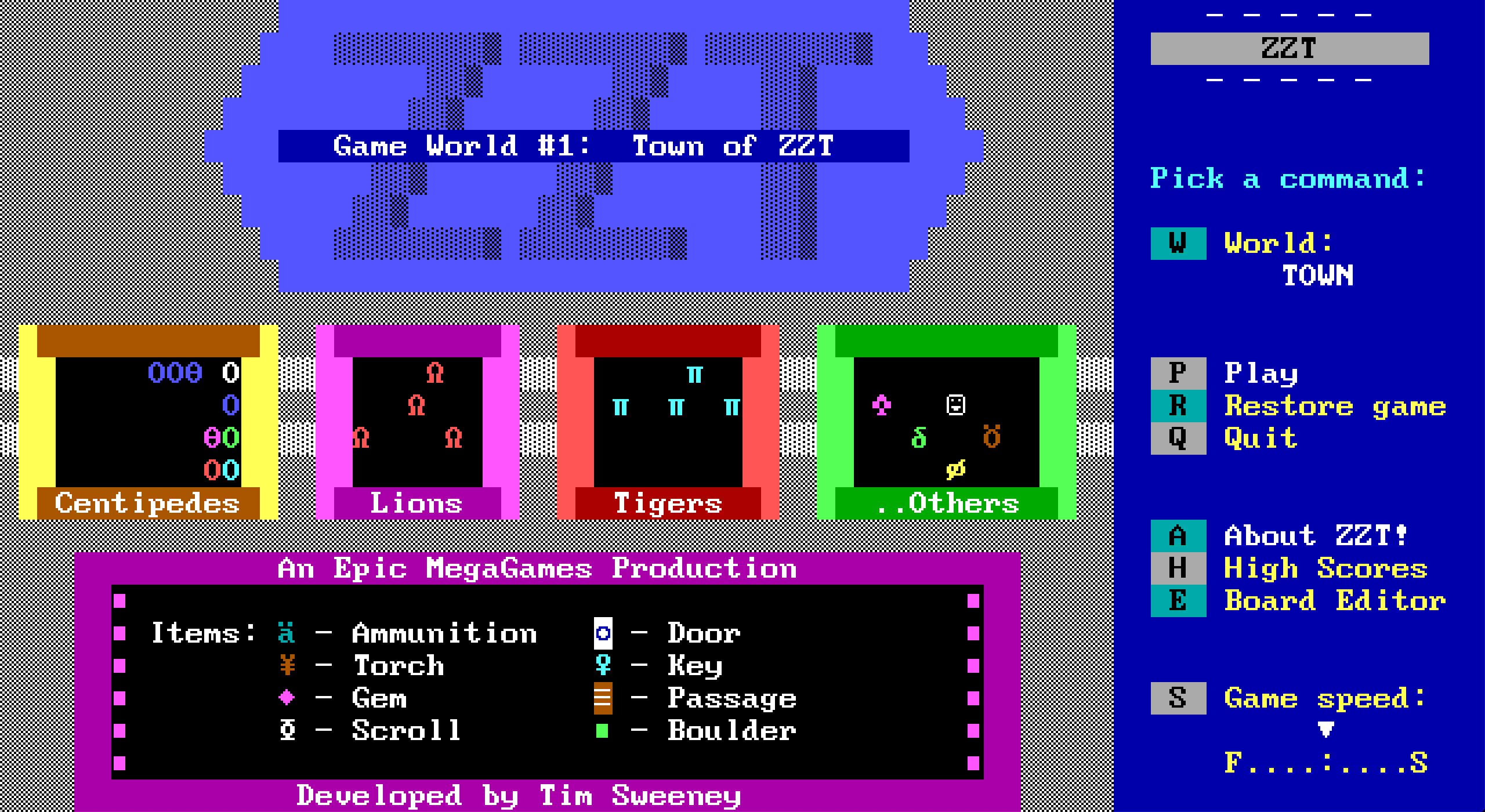 Town of ZZT title screen