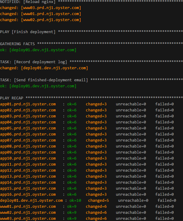 Screenshot of our Ansible-based deployment