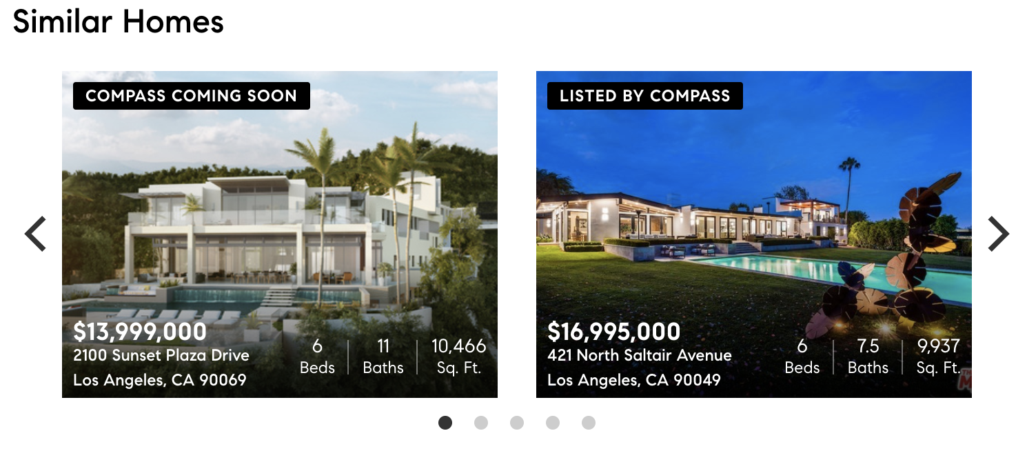 The “Similar Homes” widget on Compass’s listing page