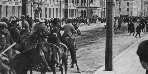 One of the riots during the Wellington waterfront strikes